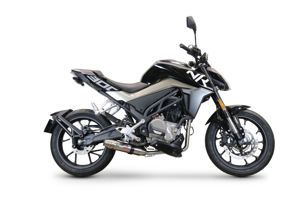 Exhaust compatible with Cf Moto 300 NK 2022-2024, Deeptone Inox, Full system exhaust, including removable db killer 