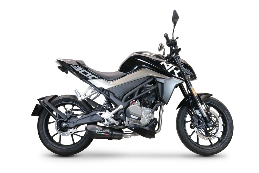 GPR exhaust compatible with Cf Moto 300 NK 2022-2024, New Grand Prix Evo Poppy, Homologated legal full system exhaust, including removable db killer and catalyst 