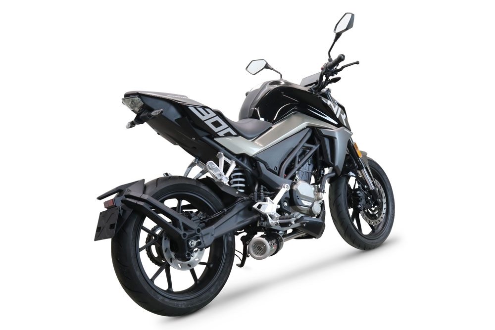 Exhaust compatible with Cf Moto 300 NK 2022-2024, M3 Poppy , Full system exhaust, including removable db killer 