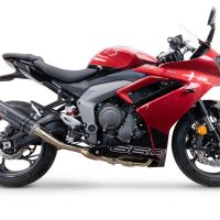 GPR exhaust compatible with Triumph Daytona 660 2023-2025, M3 Black Titanium, Homologated legal full system exhaust, including removable db killer and catalyst 