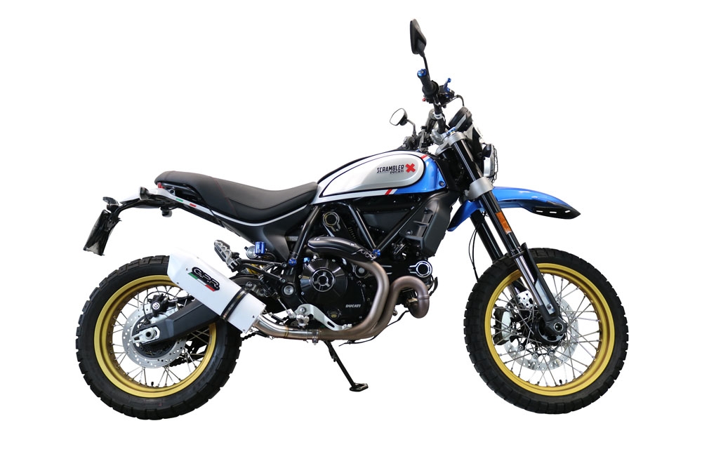 Exhaust compatible with Ducati Scrambler 803 2021-2023, Albus Ceramic, Slip-on exhaust including link pipe and removable db killer 