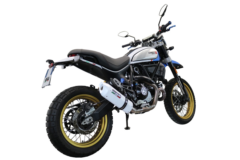 Exhaust compatible with Ducati Scrambler 803 2021-2023, Albus Ceramic, Slip-on exhaust including link pipe and removable db killer 