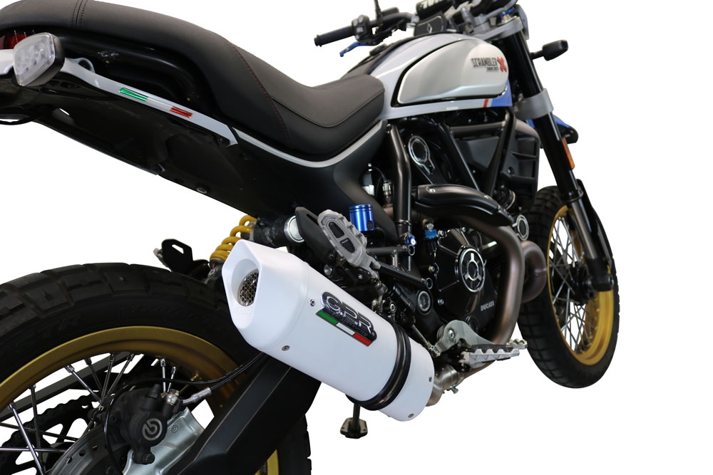Exhaust compatible with Ducati Scrambler 803 2021-2023, Albus Ceramic, Slip-on exhaust including link pipe and removable db killer 