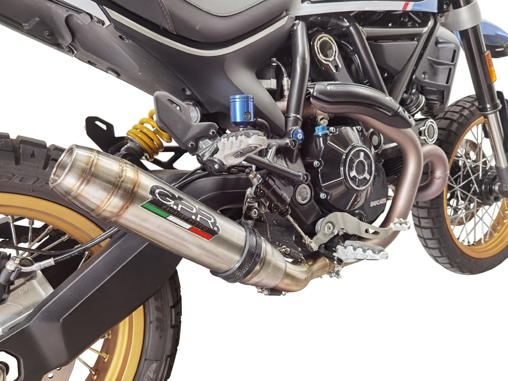 GPR exhaust compatible with Ducati Scrambler 800 Icon -Icon Dark 2021-2022, Deeptone Inox, Homologated legal slip-on exhaust including removable db killer, link pipe and catalyst 