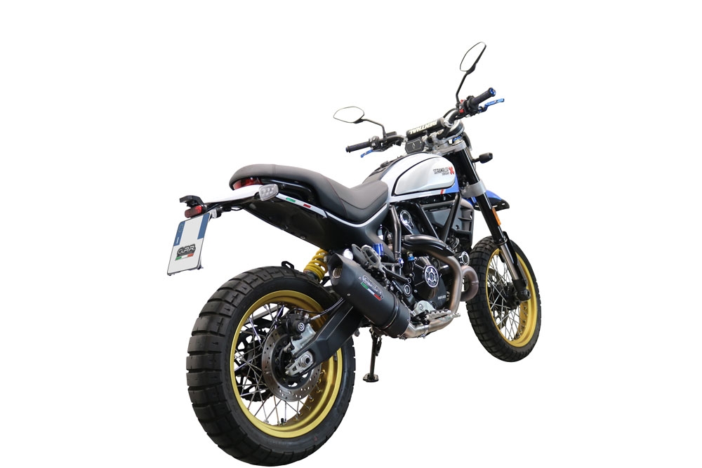 Exhaust compatible with Ducati Scrambler 803 2021-2022, Furore Nero, Slip-on exhaust including link pipe and removable db killer 