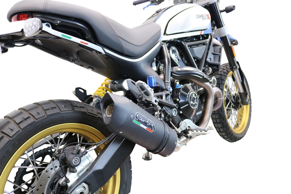 Exhaust compatible with Ducati Scrambler 803 2021-2022, Furore Nero, Slip-on exhaust including link pipe and removable db killer 