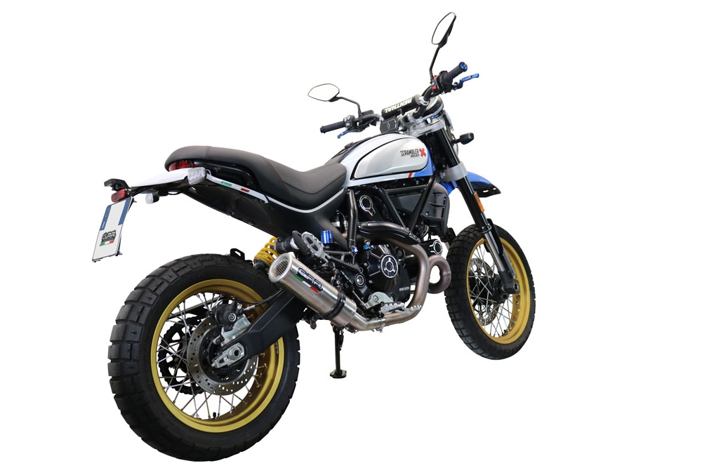 GPR exhaust compatible with Ducati Scrambler 800 Icon -Icon Dark 2021-2022, M3 Titanium Natural, Homologated legal slip-on exhaust including removable db killer, link pipe and catalyst 