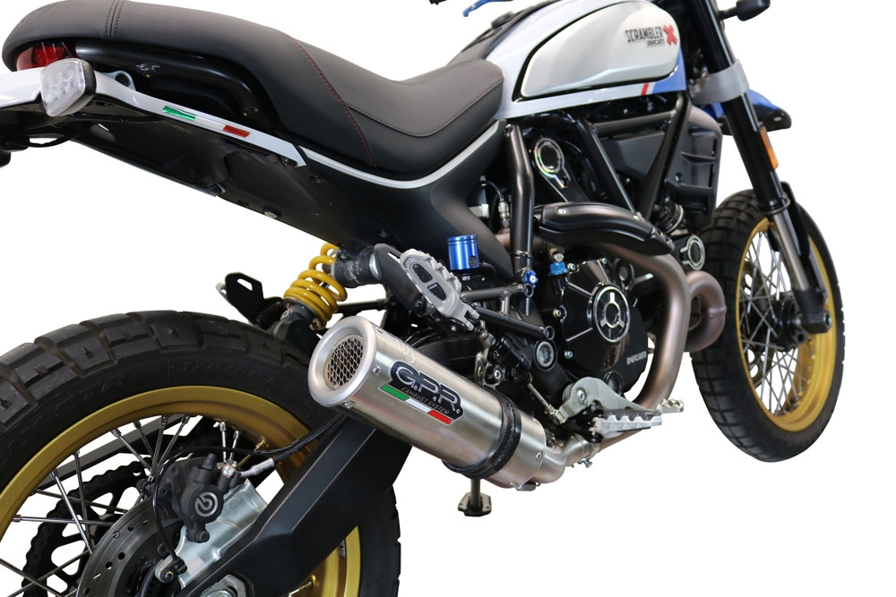 GPR exhaust compatible with Ducati Scrambler 800 Icon -Icon Dark 2021-2022, M3 Titanium Natural, Homologated legal slip-on exhaust including removable db killer, link pipe and catalyst 