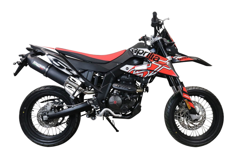 Exhaust compatible with Aprilia Rx 125 2021-2024, Furore Evo4 Nero, Slip-on exhaust including link pipe and removable db killer 