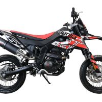 Exhaust compatible with Aprilia Rx 125 2021-2024, Furore Evo4 Nero, Slip-on exhaust including link pipe and removable db killer 