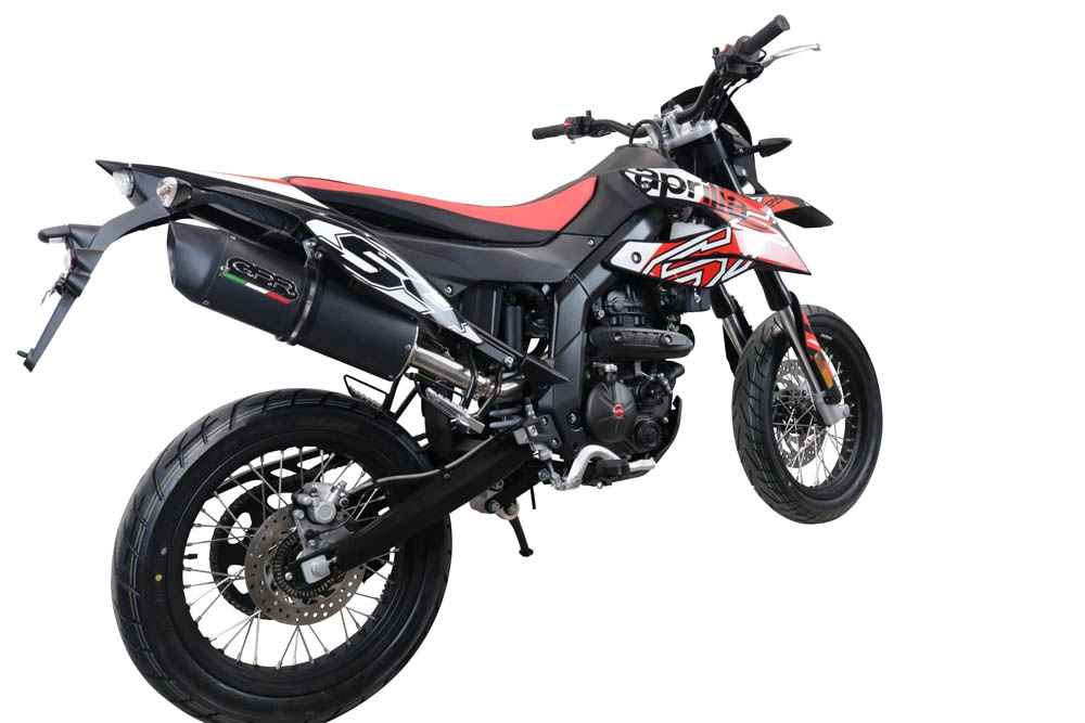 Exhaust compatible with Aprilia Rx 125 2021-2024, Furore Evo4 Nero, Slip-on exhaust including link pipe and removable db killer 