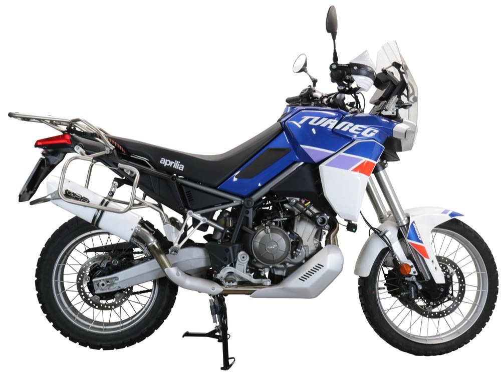 Exhaust compatible with Aprilia Tuareg 660 2021-2024, Albus Evo4, Slip-on exhaust including removable db killer and link pipe, EPA-compliant 