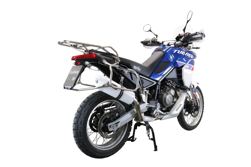 Exhaust compatible with Aprilia Tuareg 660 2021-2024, Albus Evo4, Slip-on exhaust including removable db killer and link pipe, EPA-compliant 