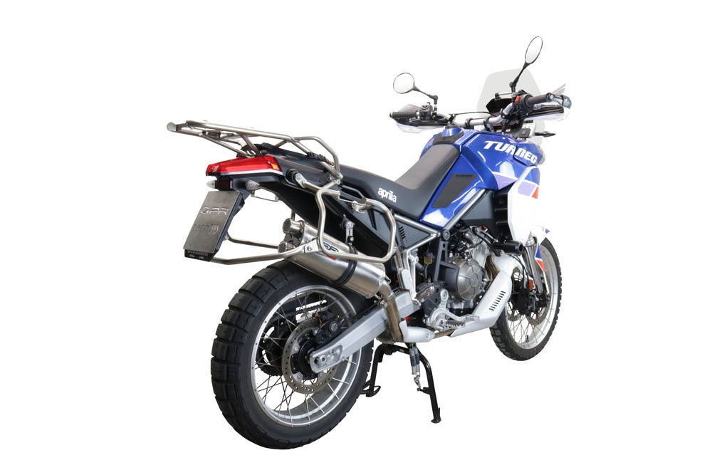 Exhaust compatible with Aprilia Tuareg 660 2021-2024, Dual Inox, Slip-on exhaust including removable db killer and link pipe, EPA-compliant 