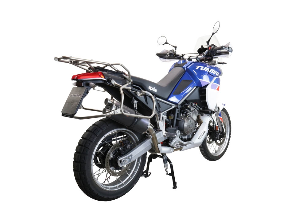 Exhaust compatible with Aprilia Tuareg 660 2021-2024, Dual Poppy, Slip-on exhaust including removable db killer and link pipe, EPA-compliant 