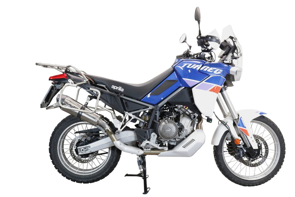 GPR exhaust compatible with  Aprilia Tuareg 660 2021-2024, New Grand Prix Evo Titanium, Slip-on exhaust including removable db killer and link pipe, EPA-compliant 