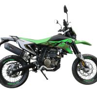 Exhaust compatible with KL MOTOR KXE 125 2022-2023, Furore Evo4 Nero, Slip-on exhaust including link pipe and removable db killer 