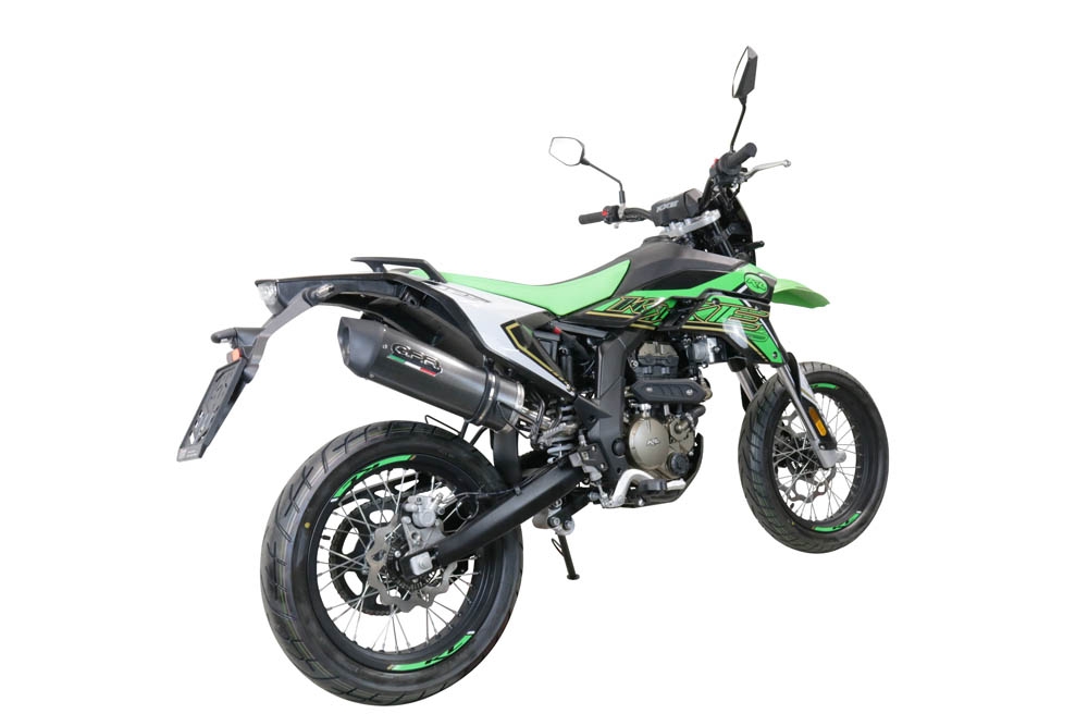 Exhaust compatible with KL MOTOR KXE 125 2022-2023, Furore Evo4 Poppy, Slip-on exhaust including link pipe and removable db killer 