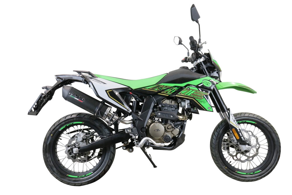 Exhaust compatible with KL MOTOR KXE 125 2022-2023, Furore Evo4 Poppy, Slip-on exhaust including link pipe and removable db killer 