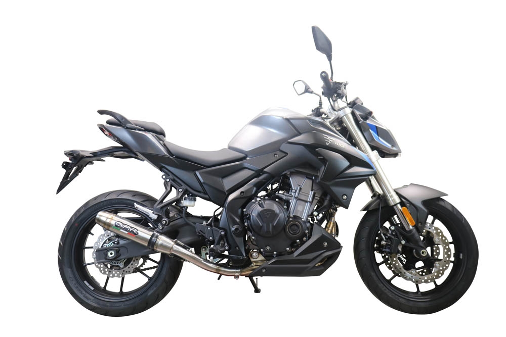 Exhaust compatible with Voge 500R 2021-2024, Deeptone Inox, Slip-on exhaust including removable db killer and link pipe, EPA-compliant 