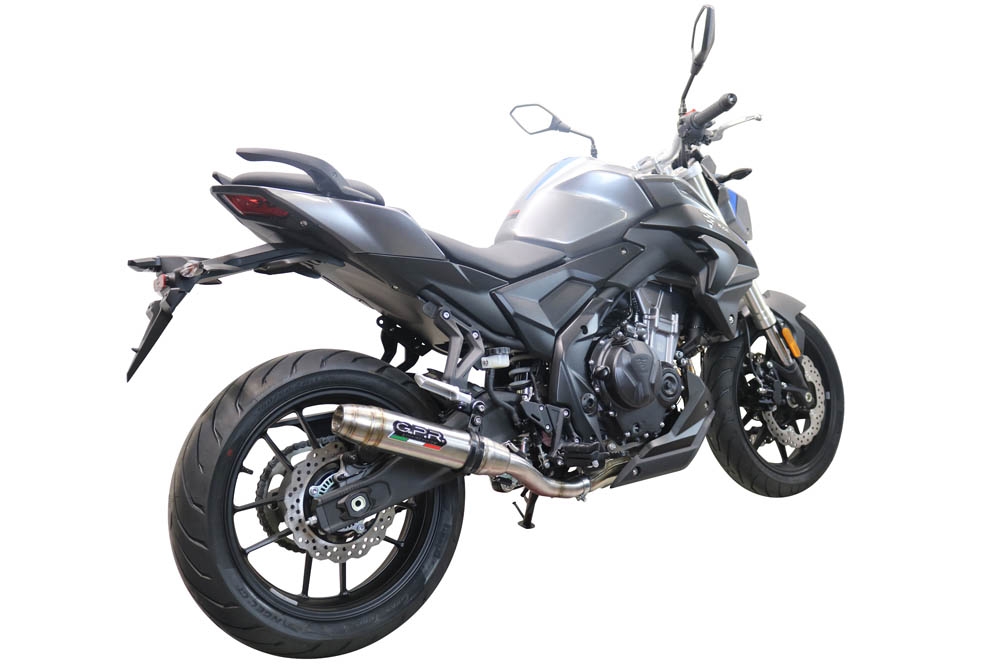 Exhaust compatible with Voge 500R 2021-2024, Deeptone Inox, Slip-on exhaust including removable db killer and link pipe, EPA-compliant 
