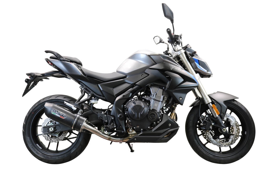 Exhaust compatible with Voge 500DSX 2021-2024, Furore Evo4 Nero, Slip-on exhaust including removable db killer and link pipe, EPA-compliant 