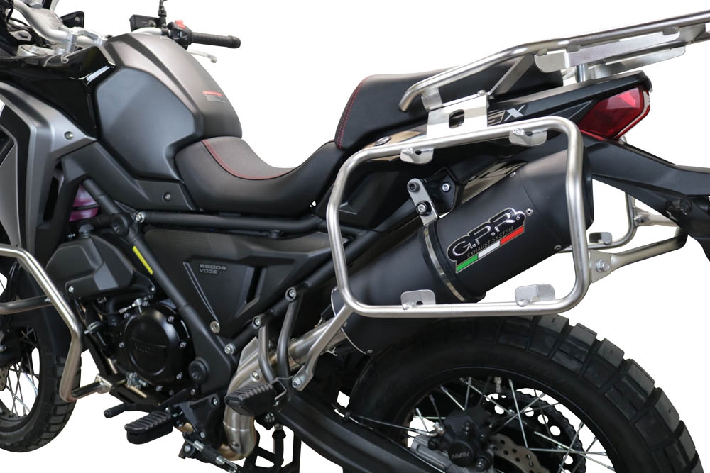 Exhaust compatible with Voge 650DSX 2021-2024, Furore Evo4 Nero, Slip-on exhaust including link pipe and removable db killer 