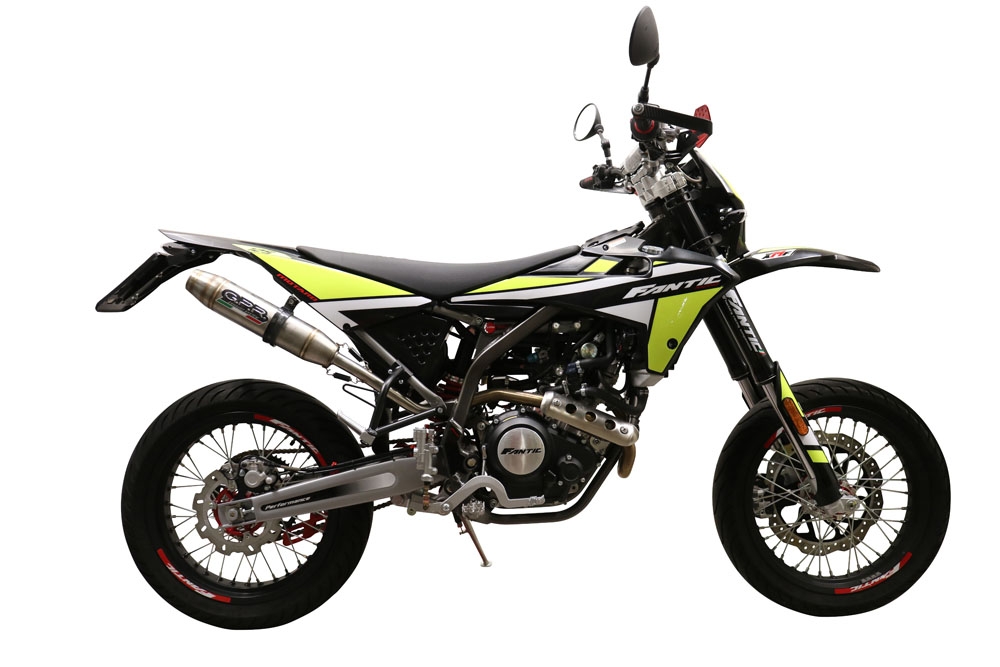 Exhaust compatible with Fantic Motor XEF 125 Enduro 125 Competition/Performance 2021-2024, Albus Evo4, Slip-on exhaust including removable db killer and link pipe, not EPA-compliant 