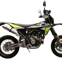 Exhaust compatible with Fantic Motor XEF 125 Enduro 125 Competition/Performance 2021-2024, Albus Evo4, Slip-on exhaust including removable db killer and link pipe, not EPA-compliant 