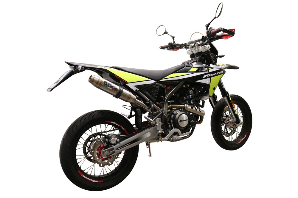 Exhaust compatible with Fantic Motor XEF 125 Enduro 125 Competition/Performance 2021-2024, Albus Evo4, Slip-on exhaust including removable db killer and link pipe, not EPA-compliant 