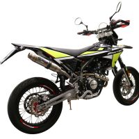 Exhaust compatible with Fantic Motor XEF 125 Enduro 125 Competition/Performance 2021-2024, Albus Evo4, Slip-on exhaust including removable db killer and link pipe, not EPA-compliant 