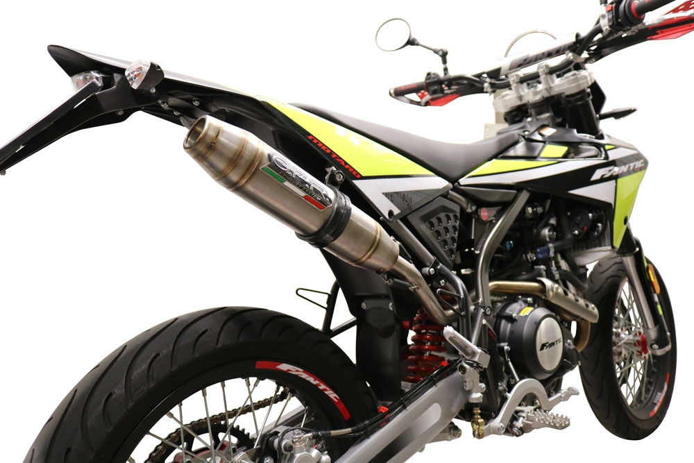 Exhaust compatible with Fantic Motor XEF 125 Enduro 125 Competition/Performance 2021-2024, Albus Evo4, Slip-on exhaust including removable db killer and link pipe, not EPA-compliant 