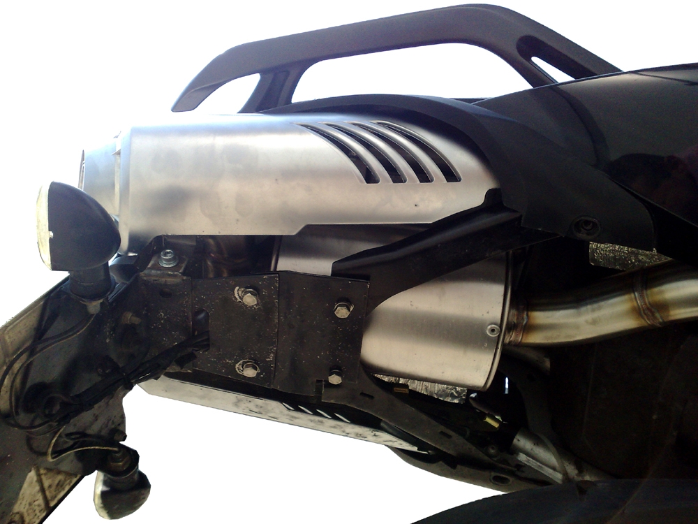 Exhaust compatible with Yamaha Fz6 600-Fazer S1-S2 2004-2013, Alluminio Ghost, Slip-on exhaust including removable db killer and link pipe, EPA-compliant 