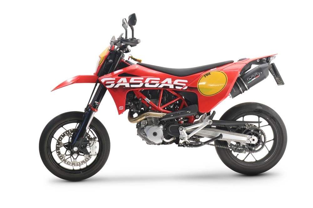 Exhaust compatible with Gas Gas SM 700 2023-2024, Furore Evo4 Nero, Slip-on exhaust including link pipe and removable db killer 