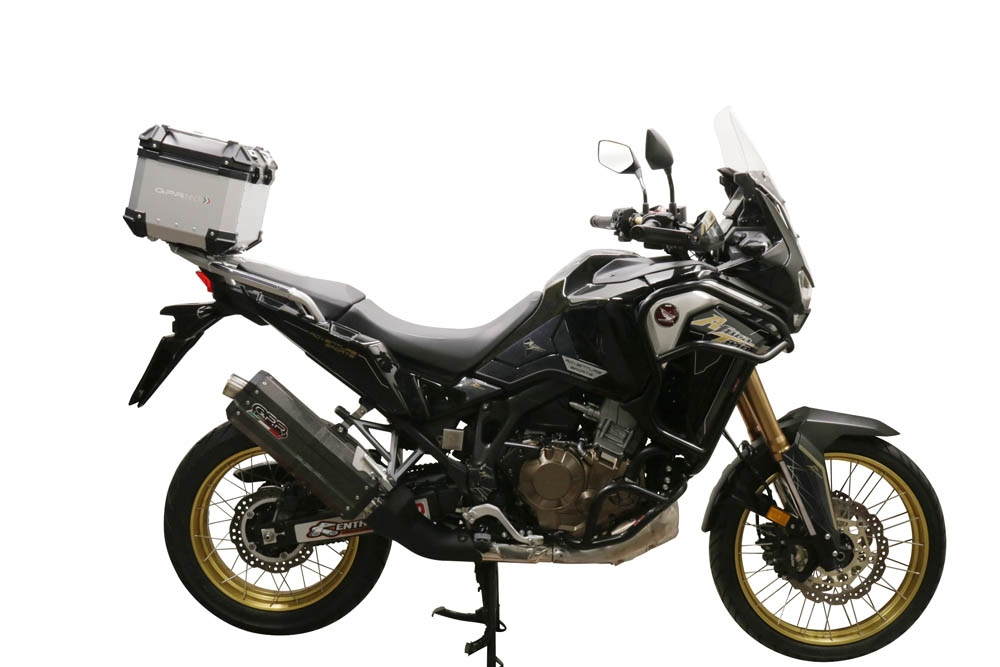 Top case GPR TECH compatible with  Honda Crf 1100 L Africa Twin 2020/2024 e5 GPR TECH Top case in aluminum, silver color with specific plate included Capacity 35 LT.