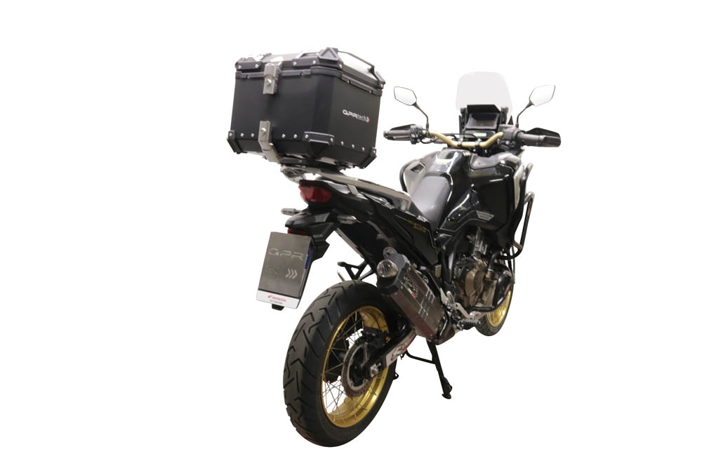 Top case GPR TECH compatible with  Honda Crf 1100 L Africa Twin 2020/2024 e5 GPR TECH Top case in aluminum, silver color with specific plate included Capacity 55 LT.
