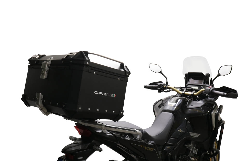 Top case GPR TECH compatible with  Honda Crf 1100 L Africa Twin 2020/2024 e5 GPR TECH Top case in aluminum, black color with specific plate included Capacity 35 LT.
