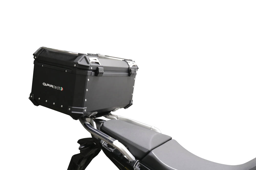Top case GPR TECH compatible with  Honda Crf 1100 L Africa Twin 2020/2024 e5 GPR TECH Top case in aluminum, black color with specific plate included Capacity 35 LT.