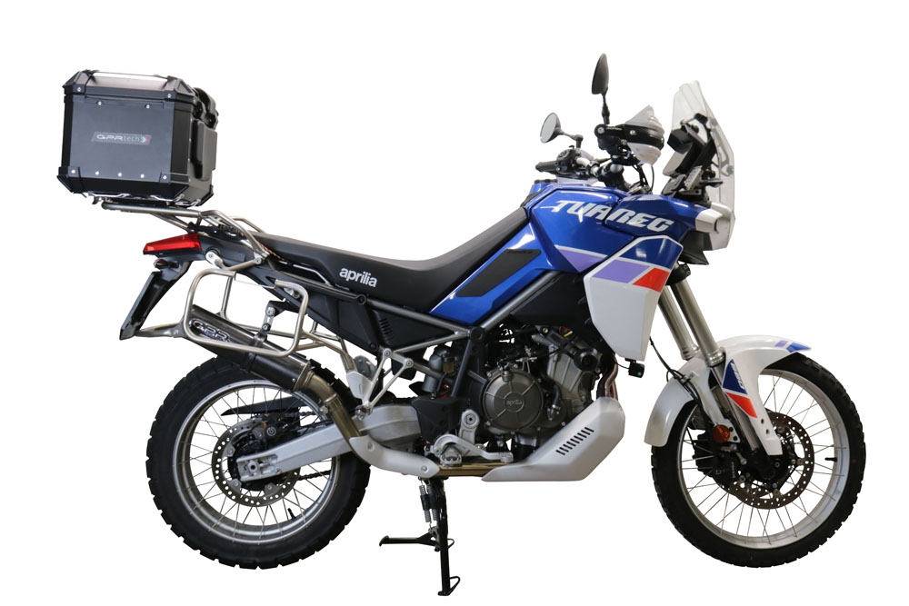 Top case GPR TECH compatible with  Aprilia Tuareg 660 2021/2024 e5 GPR TECH Top case in aluminum, black color with specific plate included Capacity 35 LT.