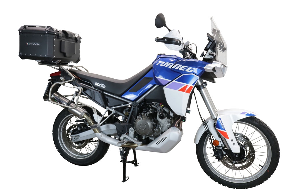 Top case GPR TECH compatible with  Aprilia Tuareg 660 2021/2024 e5 GPR TECH Top case in aluminum, black color with specific plate included Capacity 55 LT.