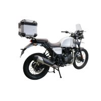 Top case GPR TECH compatible with  Royal Enfield Himalayan 410 2017/2023 GPR TECH Top case in aluminum, silver color with specific plate included Capacity 26 LT.