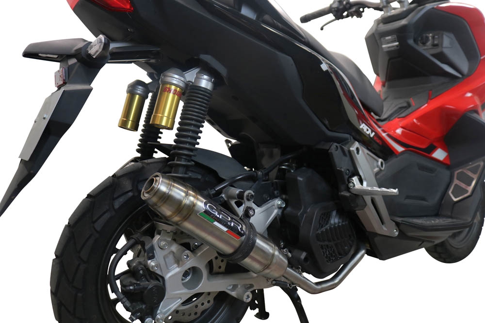Exhaust compatible with Honda Adv 150 2020-2023, Deeptone Inox, Full system exhaust, including removable db killer 