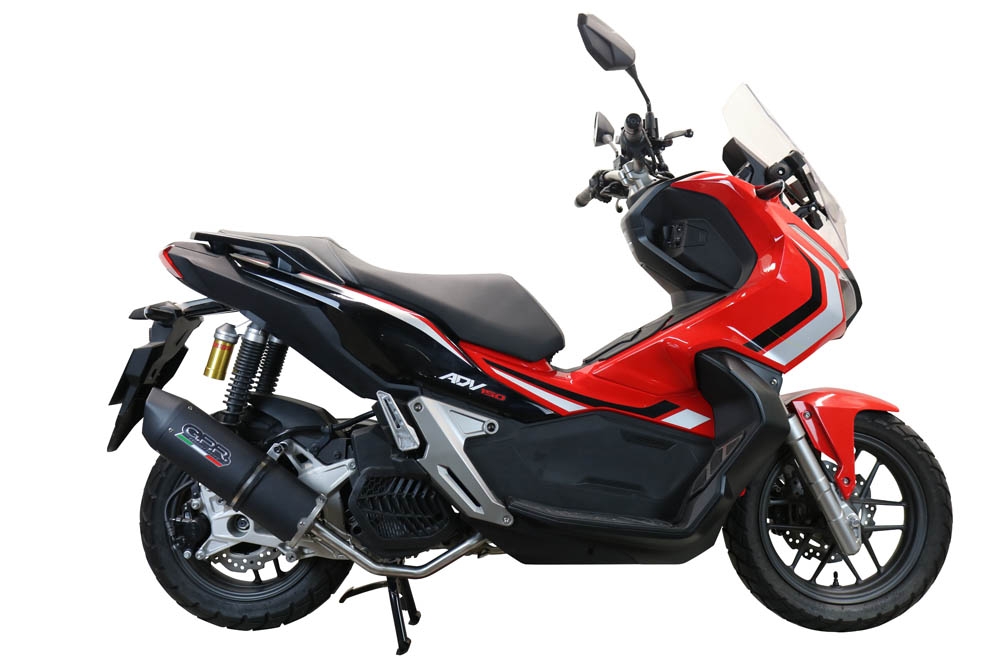 Exhaust compatible with Honda Adv 150 2020-2023, Furore Nero, Full system exhaust, including removable db killer 