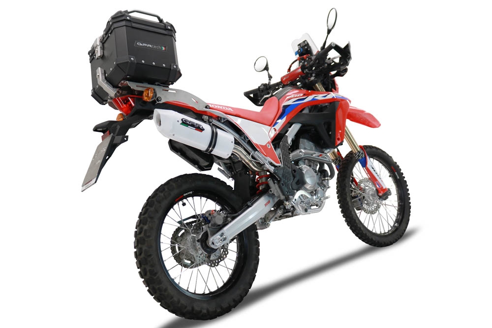Exhaust compatible with Honda Crf 300L / Rally 2021-2024, Albus Ceramic, Slip-on exhaust including link pipe and removable db killer 