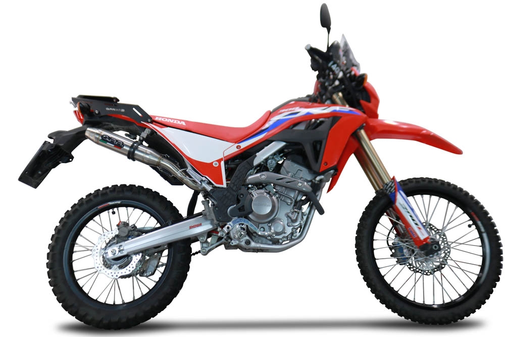 Exhaust compatible with Honda Crf 300L / Rally 2021-2024, Deeptone Inox, Slip-on exhaust including link pipe and removable db killer 