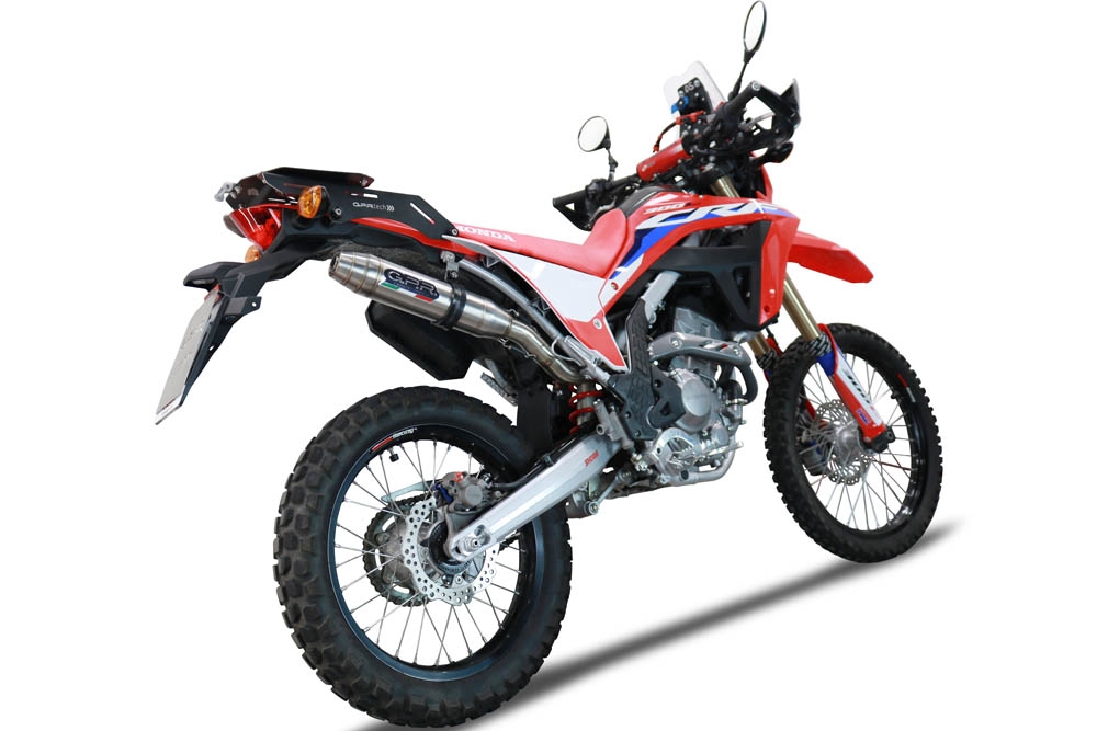 Exhaust compatible with Honda Crf 300L / Rally 2021-2024, Deeptone Inox, Slip-on exhaust including link pipe and removable db killer 