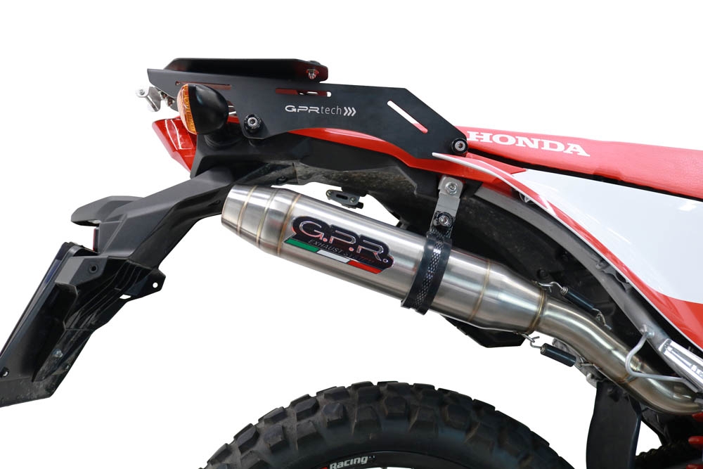 Exhaust compatible with Honda Crf 300L / Rally 2021-2024, Deeptone Inox, Slip-on exhaust including link pipe and removable db killer 