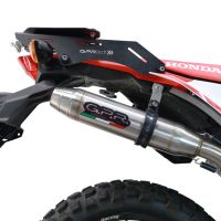 Exhaust compatible with Honda Crf 300L / Rally 2021-2024, Deeptone Inox, Slip-on exhaust including link pipe and removable db killer 