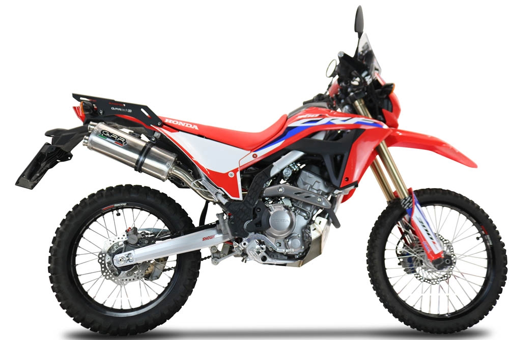 Exhaust compatible with Honda Crf 300L / Rally 2021-2024, Dual Inox, Slip-on exhaust including removable db killer, link pipe and catalyst, not EPA-compliant 