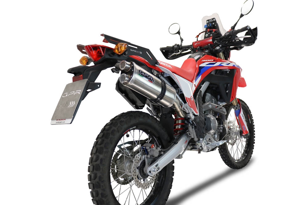 Exhaust compatible with Honda Crf 300L / Rally 2021-2024, Dual Inox, Slip-on exhaust including removable db killer, link pipe and catalyst, not EPA-compliant 